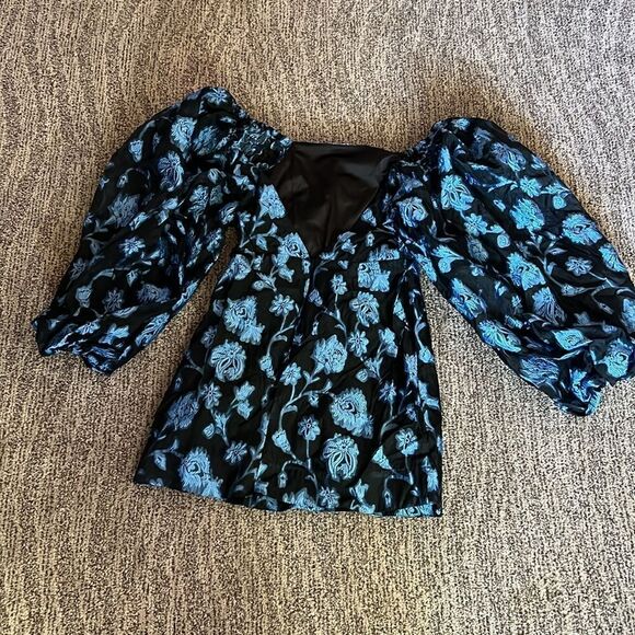 Free People Aureta Georgia Mini Dress Black Blue M - Picture 5 of 7